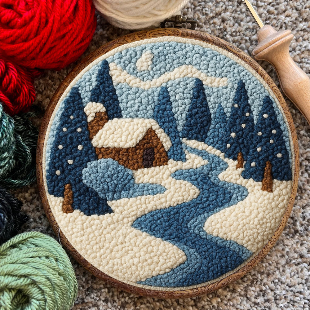 Winter Cabin Punch Needle Kit – Ideal Gift For Nature Lovers | Cozy Handmade Winter Portrait - image 9