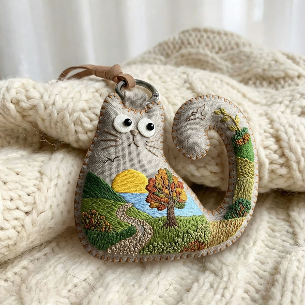 Rubbyoo Cat Embroidery Kit - Rolling Hills And Fields | Gift For Nature Lovers | Wall Gallery Accent - image 6