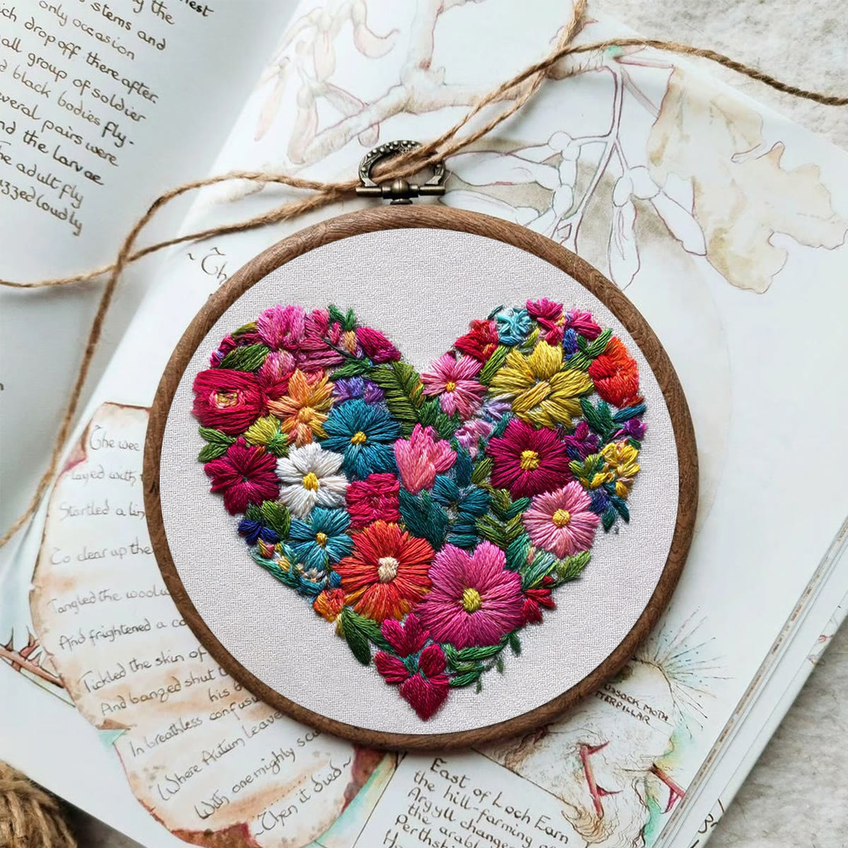 Rubbyoo Embroidery Kit - Vibrant Floral Cluster in Heart Shape | Elegant Embroidered Piece | Artisanal Handmade Gift - image 10