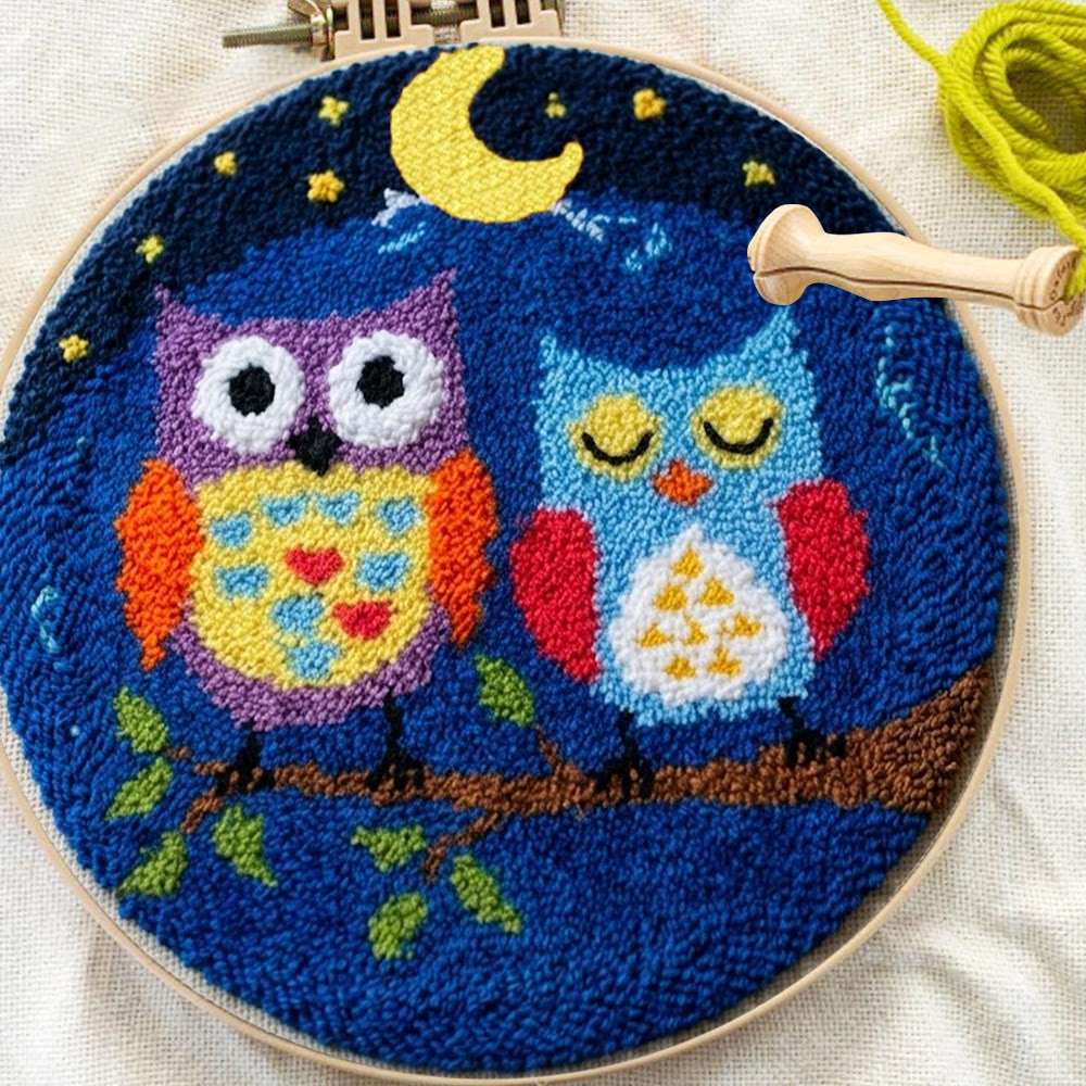 Owl In Night Punch Needle Kit - Handmade Yarn Hoop | Uniqe Home Accent - image 7