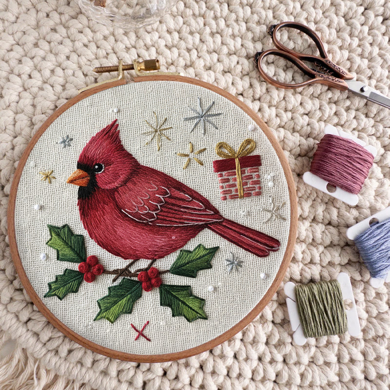 Rubbyoo Embroidery Kit - Holiday Cardinal | Perfect For Christmas Decor | Handmade Gift For Friends - image 9