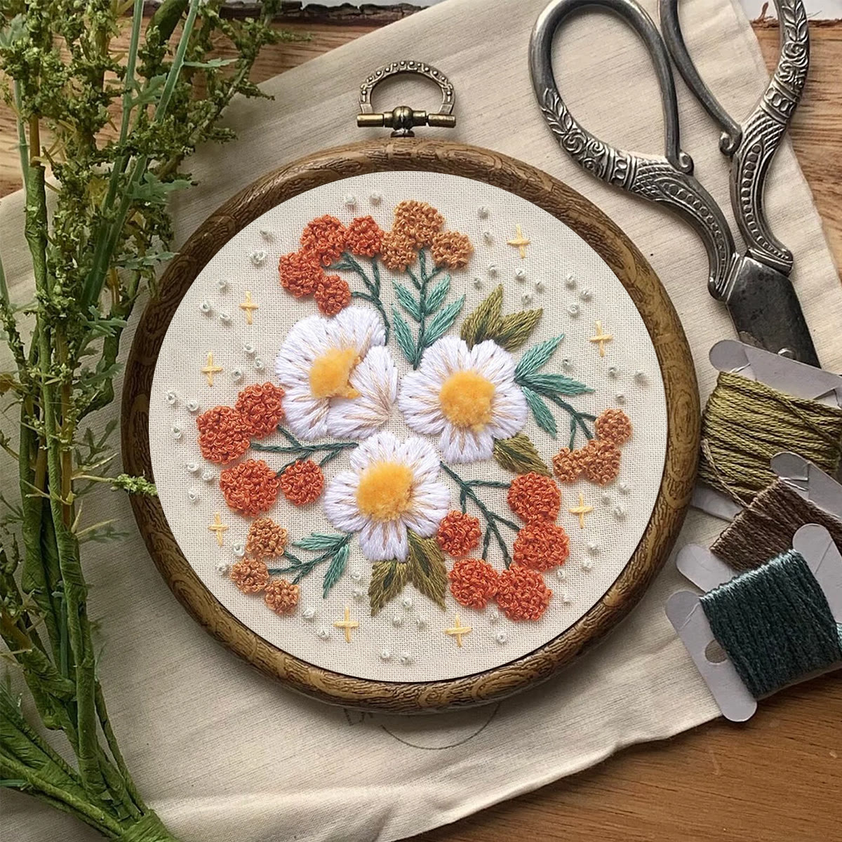 Rubbyoo Embroidery Kit- Modern 3D Floral  | Diy Craft Kits,Hand Stitch,For Craft Lover - image 8