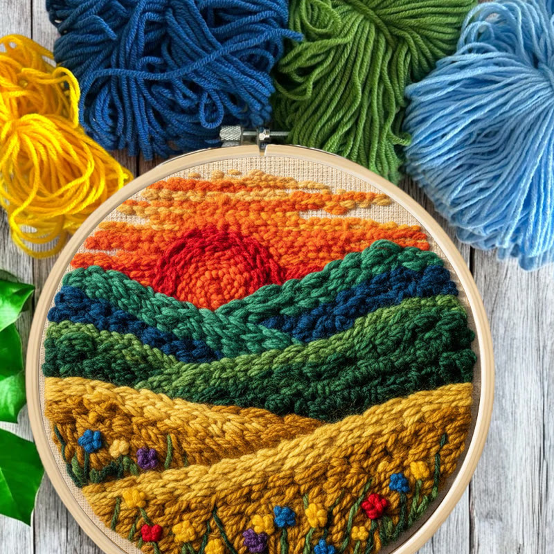Vibrant Sunset Flower Field Punch Needle Kit – Exquisite Decorative Pendant | Top Gifting Choice - image 10