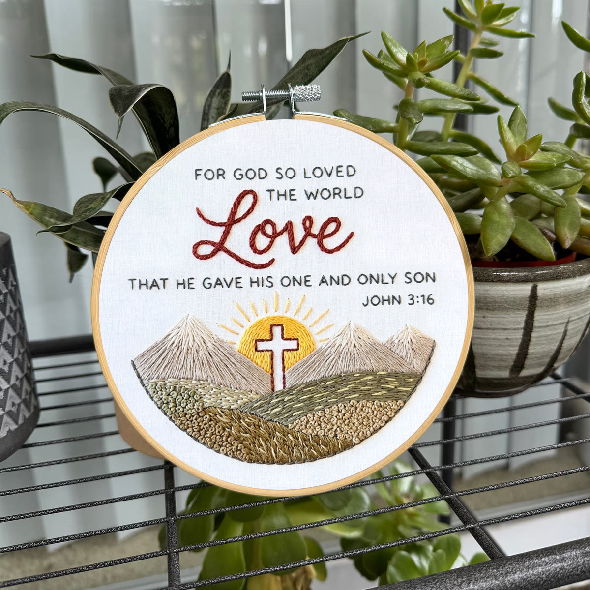 Rubbyoo Embroidery Kit - God Gave His Son For Love | John 3:16 | Bible Verse Hoop Art - image 6