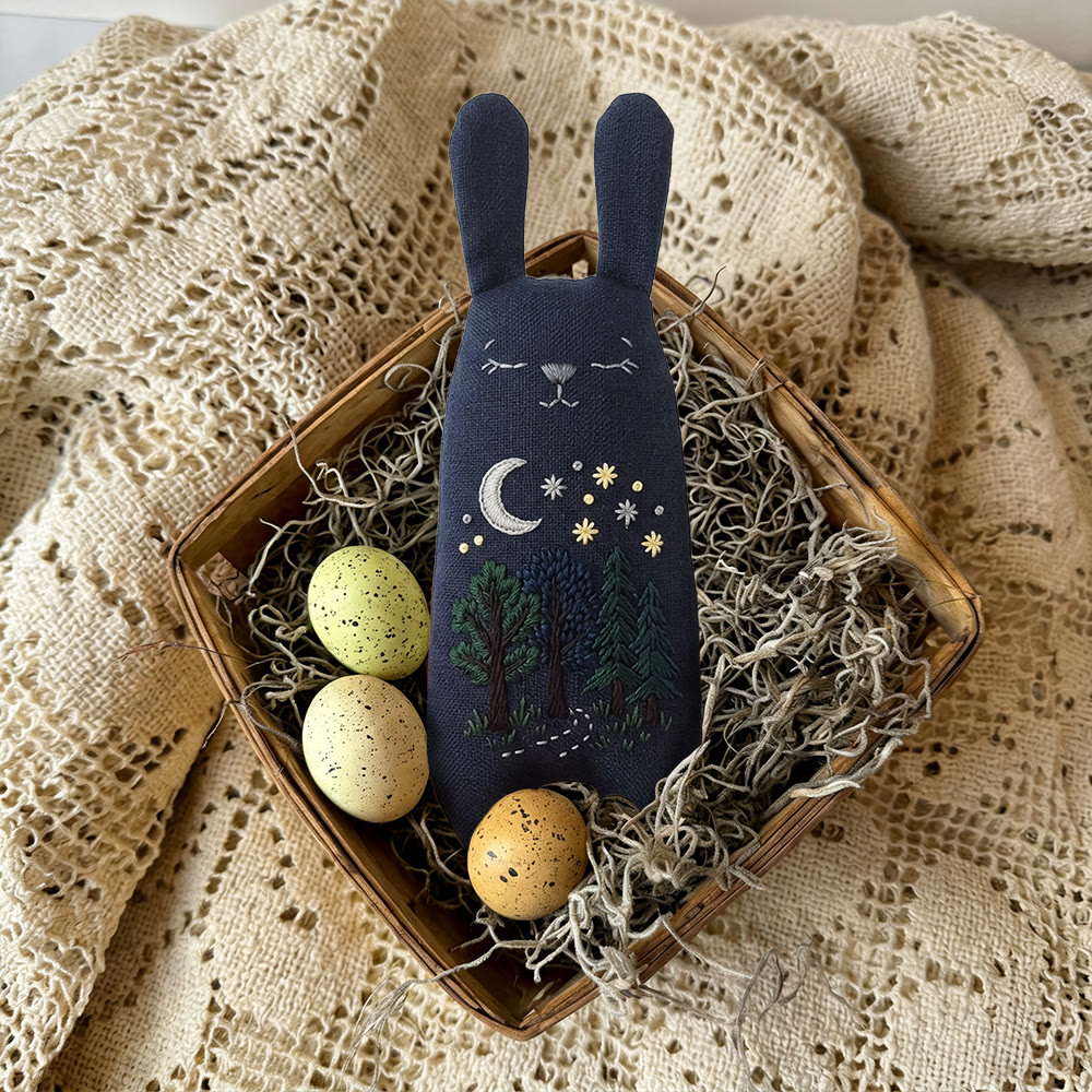 Rubbyoo Bunny Toy Embroidery Kit - Moonlit Pine Forest | Serene Craft | Dreamy Room Embellishment - image 9