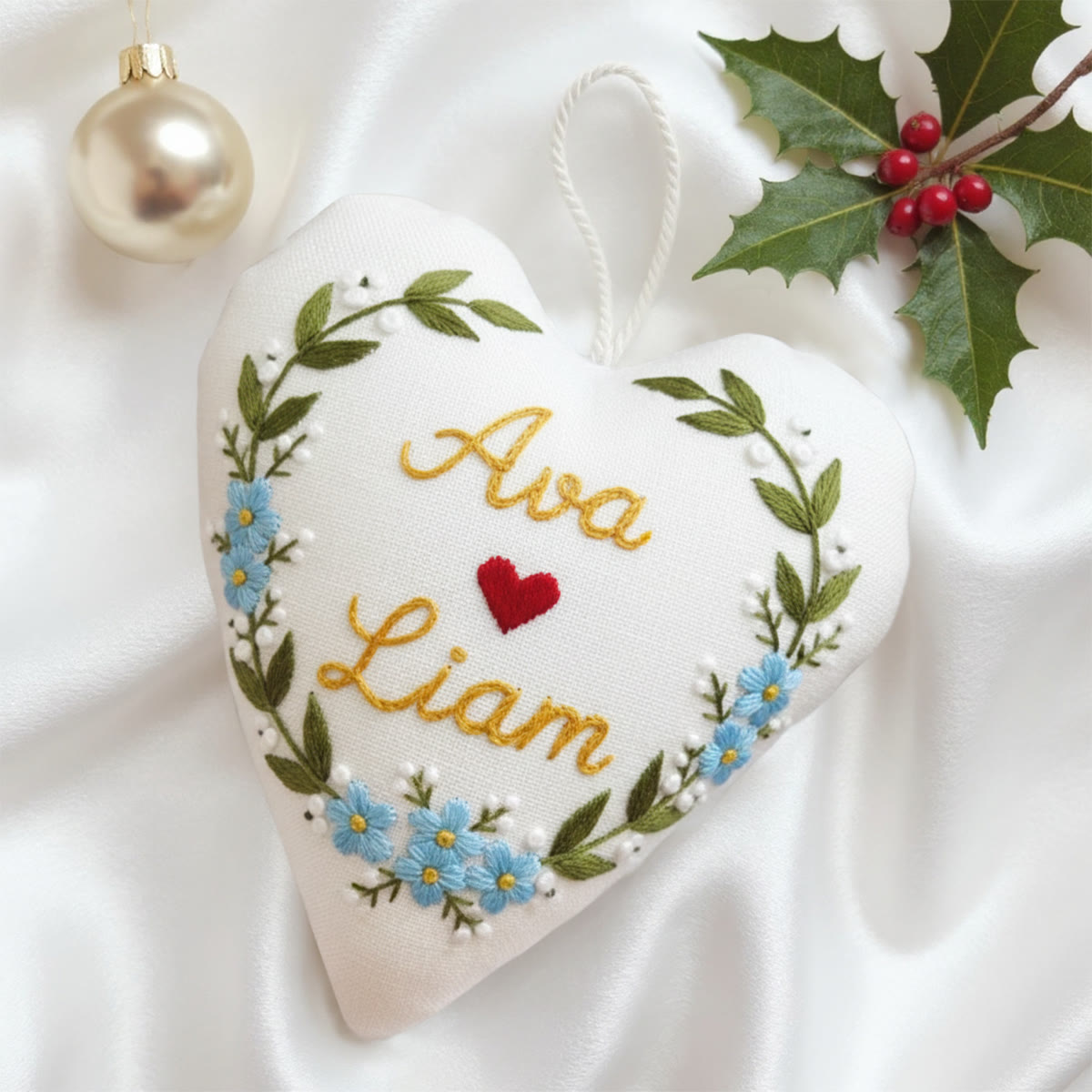 Rubbyoo Heart Embroidery Kit - Ava Liam Heart Blue Blossom | Beginner-easy Embroidery | Custom Decor Accent - image 6