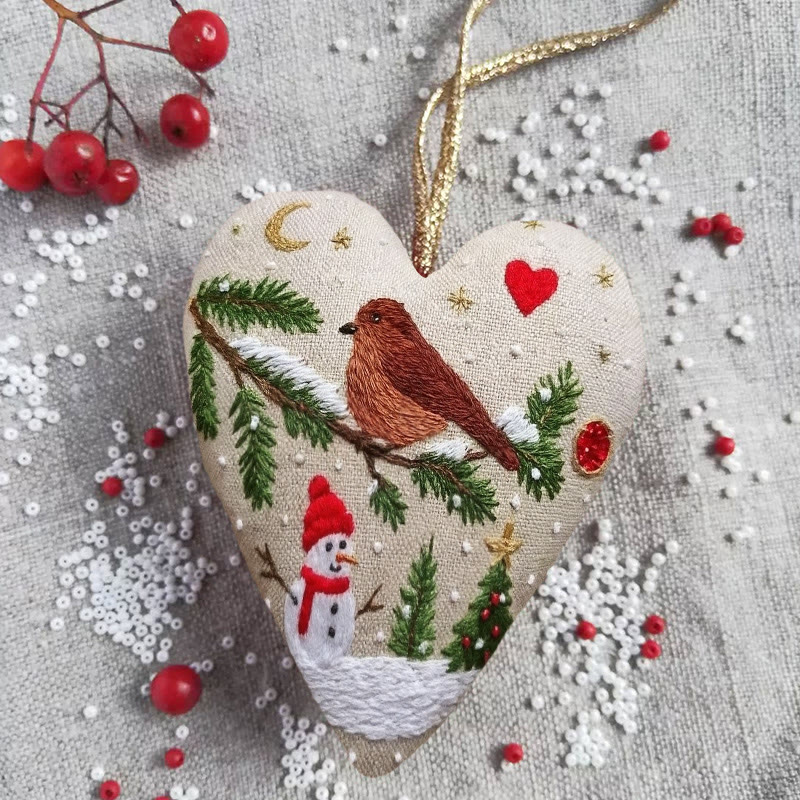 Rubbyoo Heart Embroidery Kit - Snowy Night | Diy Christmas Tree Ornament | Nice Handmade Collection  - image 4