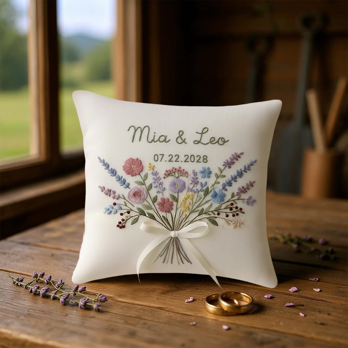 Rubbyoo Personalized Ring Bearer Pillow Embroidery Kit - Colorful Floral Bouquet | Beginner-friendly Handcraft | Elegant Gifting - image 9