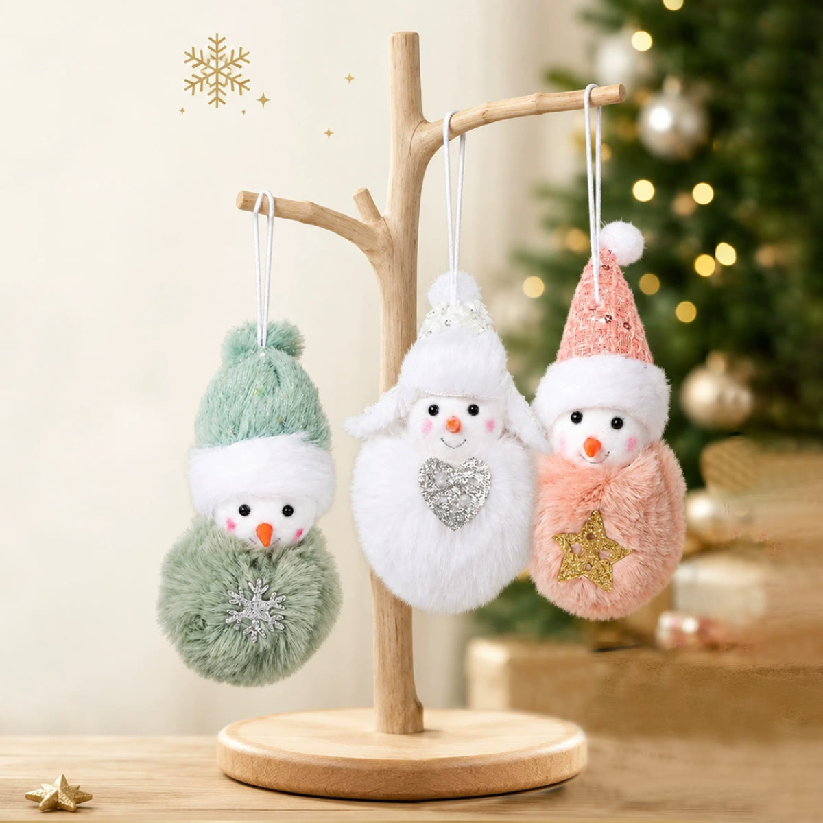 Rubbyoo Christmas Plush Ornament - Cute Fuzzy Snowman Hanging | Charming Xmas Tree Hanging - image 2