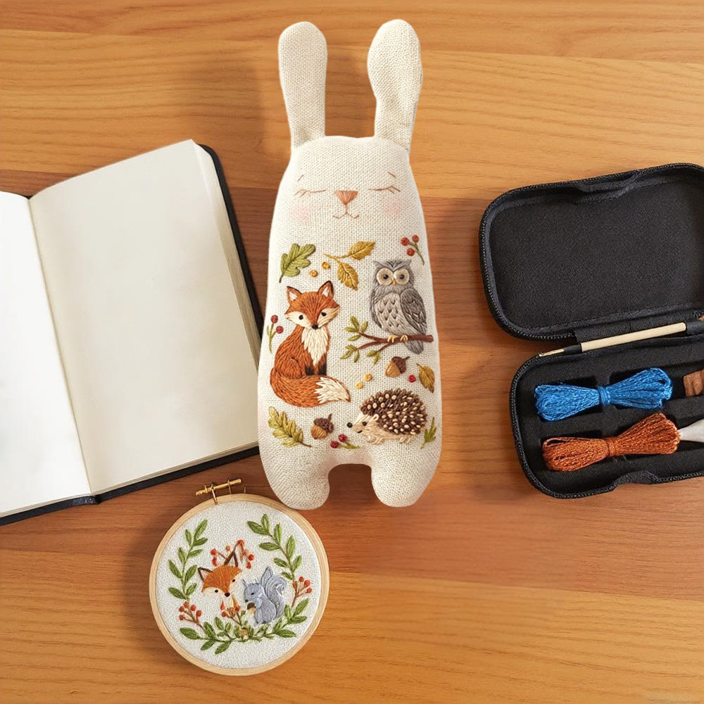 Rubbyoo Bunny Toy Embroidery Kit - Fox And Owl | Stuffed Bunny Toy  | Sewing Kit For Beginner - image 9