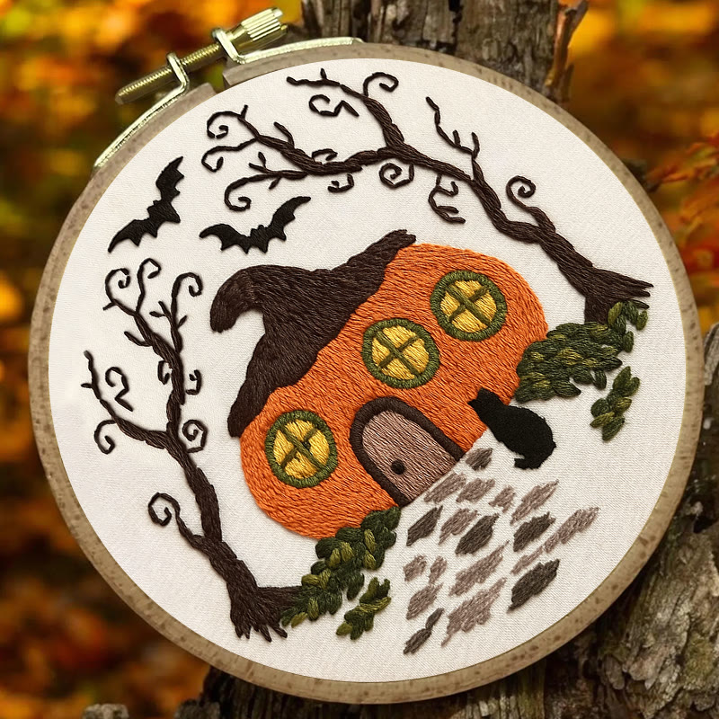 Rubbyoo Embroidery Kit - Mysterious Pumpkin House | Handmade Gifts For Helloween | Spooky Sewing Craft   - image 8