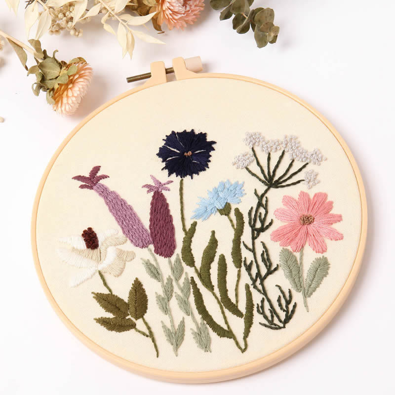 Rubbyoo 4-piece Beginner Embroidery Kit - Flower And Botanical Design | Embroidery Starter Needle Stitch Practice | Nice Art For Decor - image 3