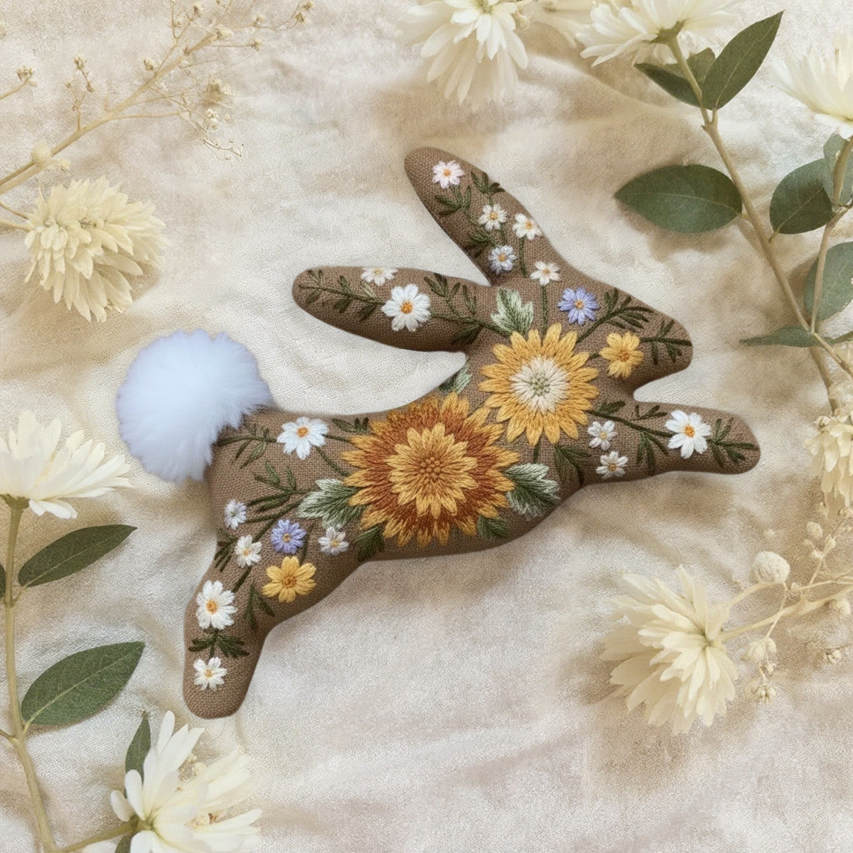 Rubbyoo Rabbit Embroidery Kit - Blooming Flowers | Unique Hanging Art | Lovely Handicraft For Mom - image 6