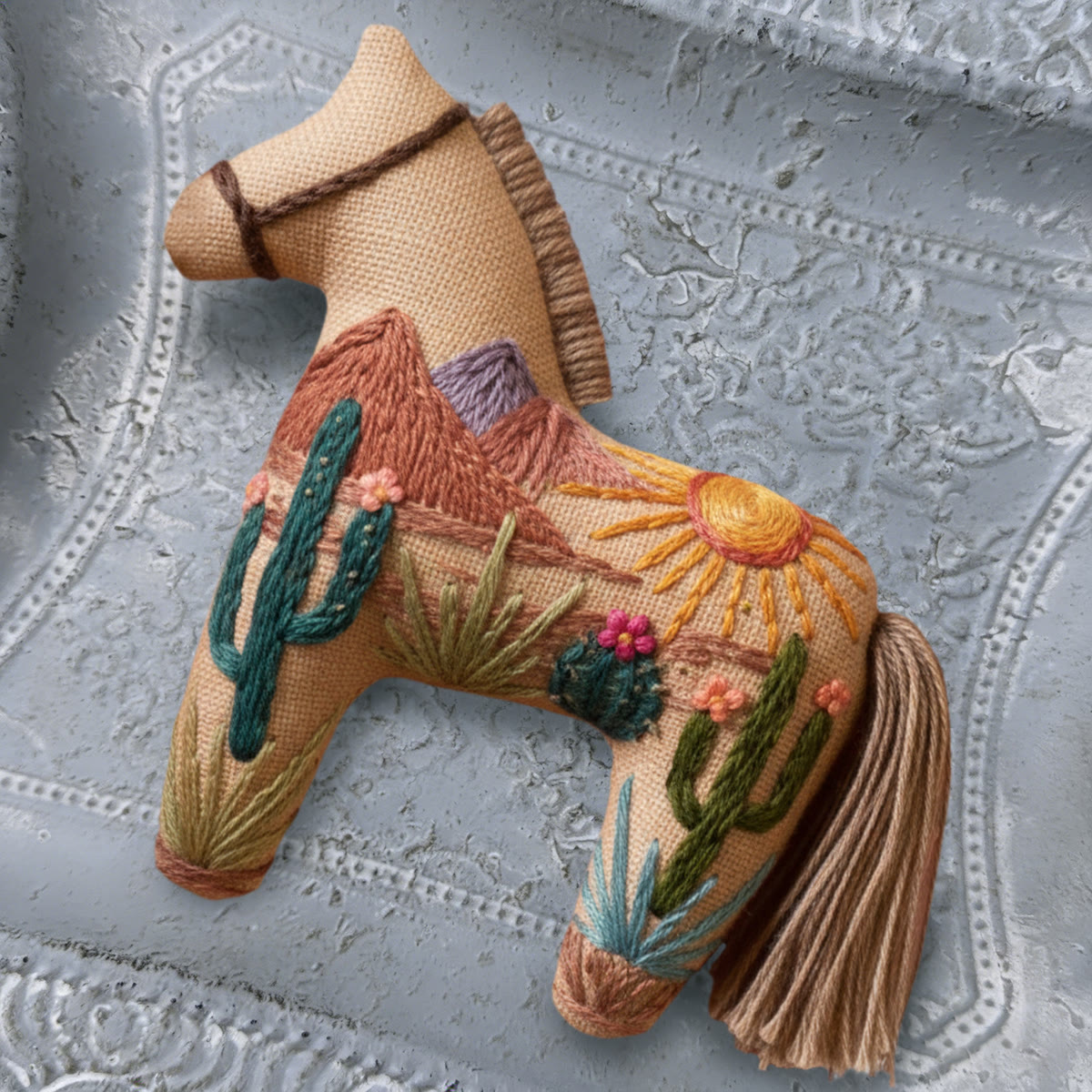 Rubbyoo Dala Horse Embroidery Kit - Desert Scenery | Sewing Handmade Gift | Interesting Pendant - image 8