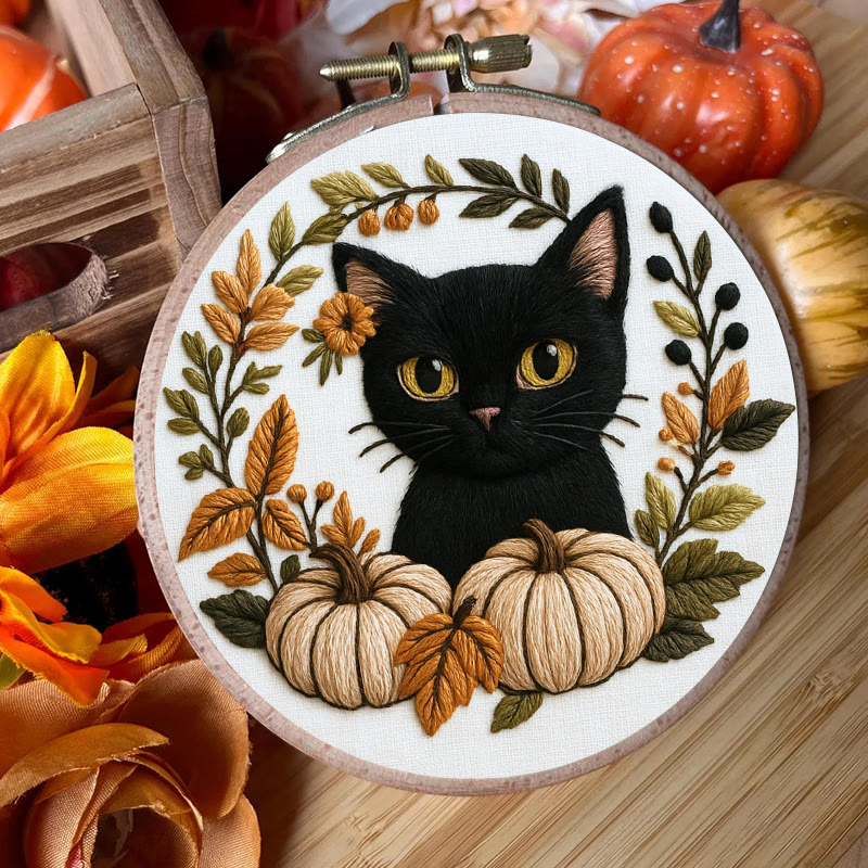 Rubbyoo Embroidery Kit - Black Kitten | Diy Cat Lover Gift | Halloween Autumn Decor - image 8