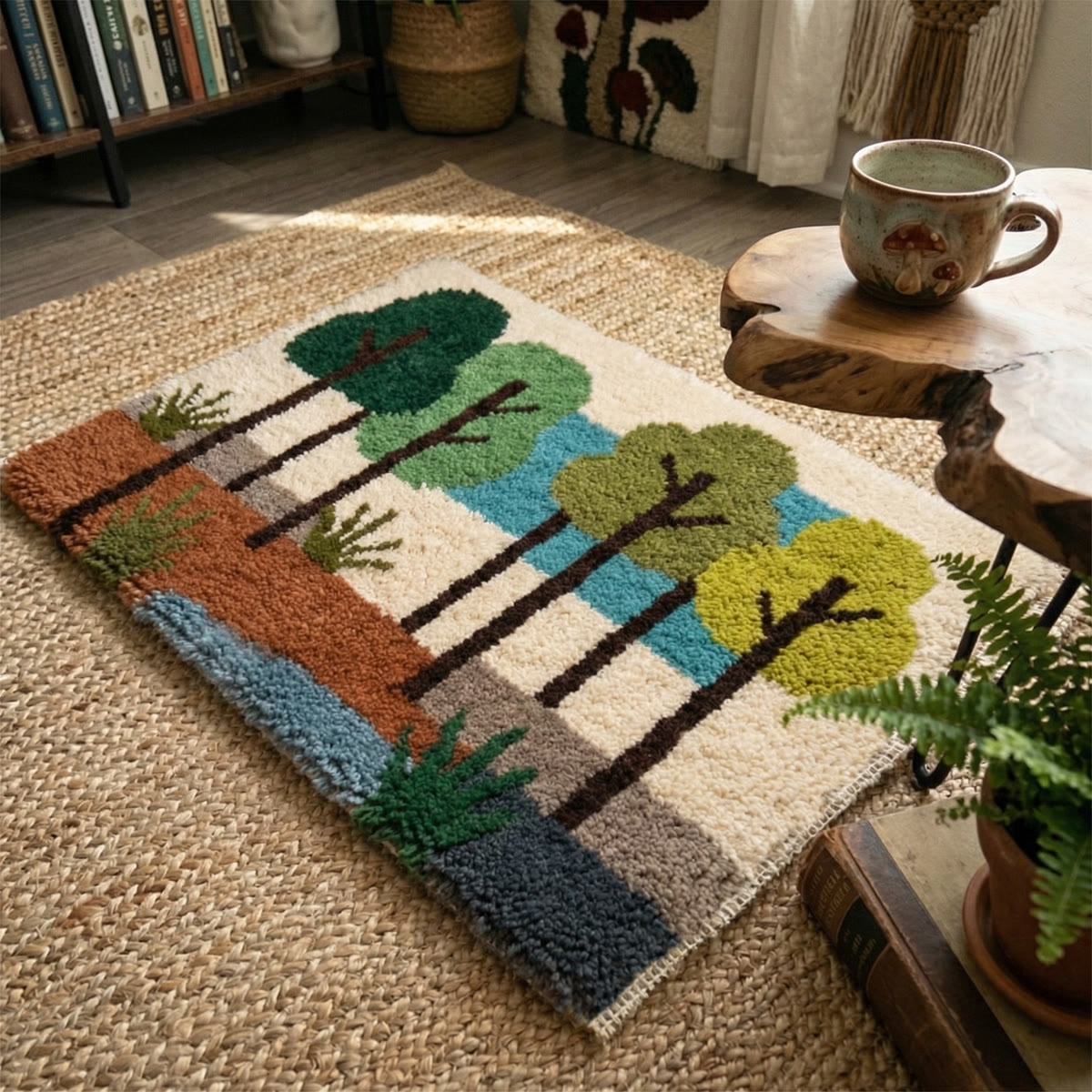 Rubbyoo Latch Hook Rug Kit - Forest View | Vibrant Landscape Mat | Diy Bedroom Carpet - image 6