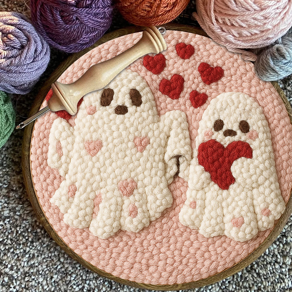 Snuggly Heart Ghost Pair Punch Needle Kit – Newcomer-friendly Diy Craftwork | Heartfelt Gifting Favorite - image 13