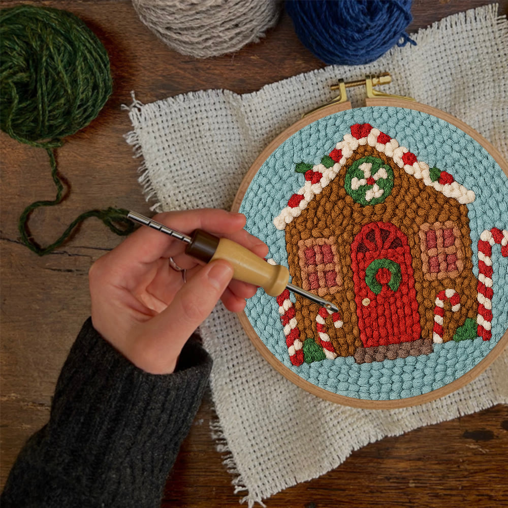 Gingerbread Cottage Punch Needle Kit – Easy-to-make Craft | Festive Table Accent - image 9