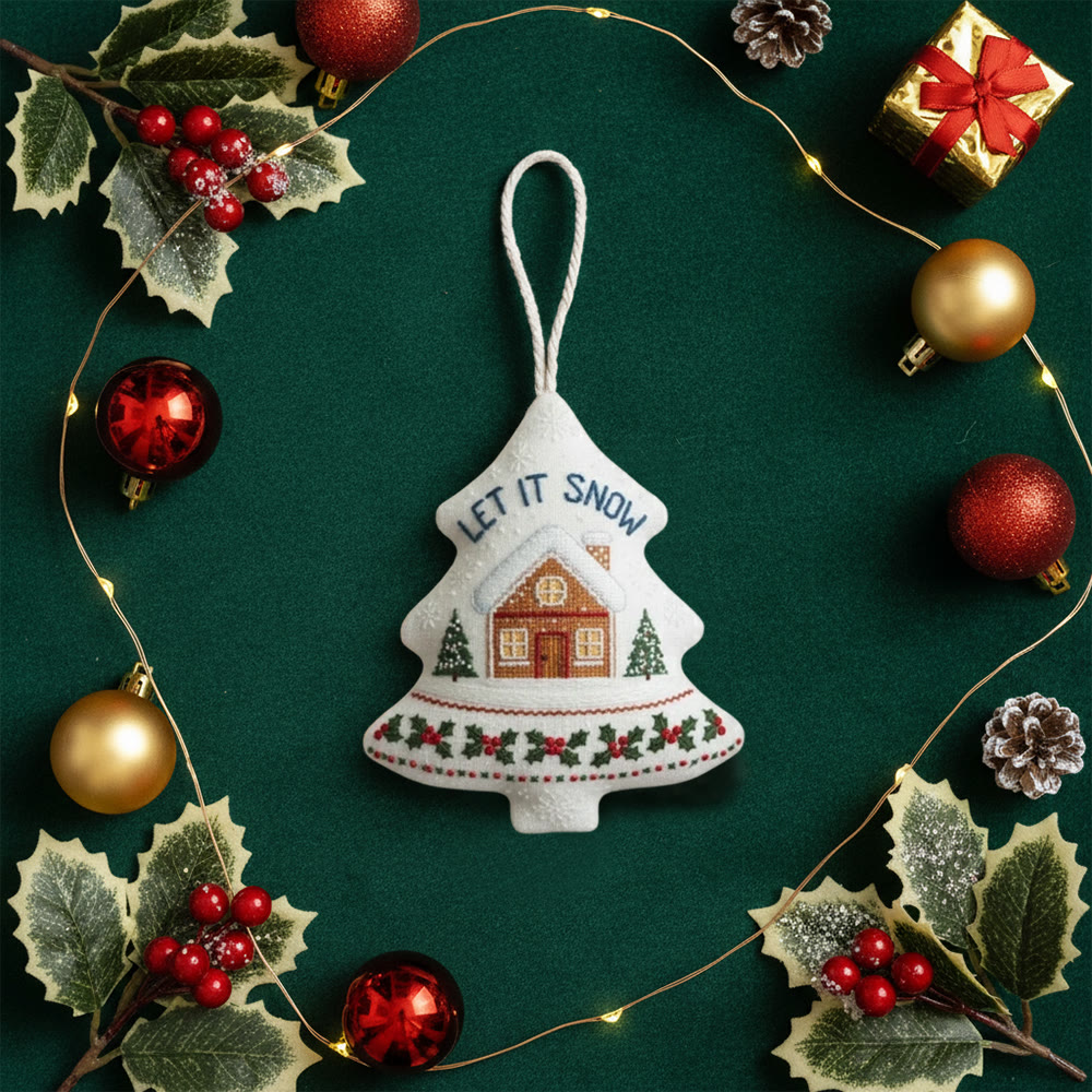 Rubbyoo Tree-shaped Embroidery Kit - Let It Snowy | Christmas Needle Art | Perfect Handmade Gift - image 9