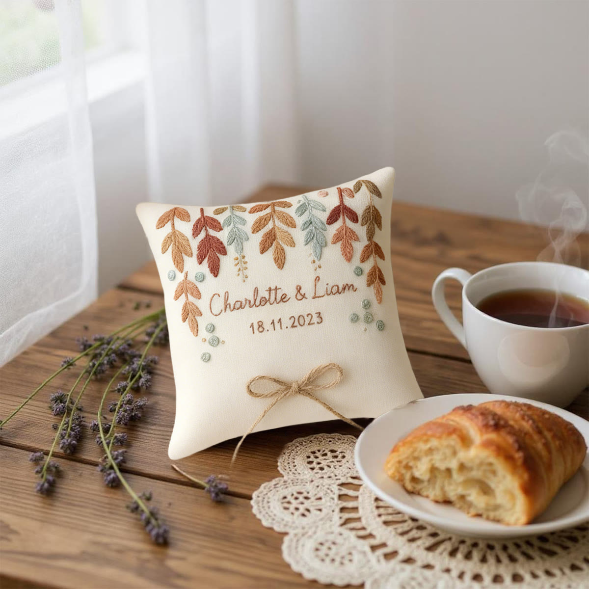 Rubbyoo Personalized Ring Bearer Pillow Embroidery Kit - Multicolored Leaf Decor | Beginner Handmade Gift | Gifting Favorite - image 5