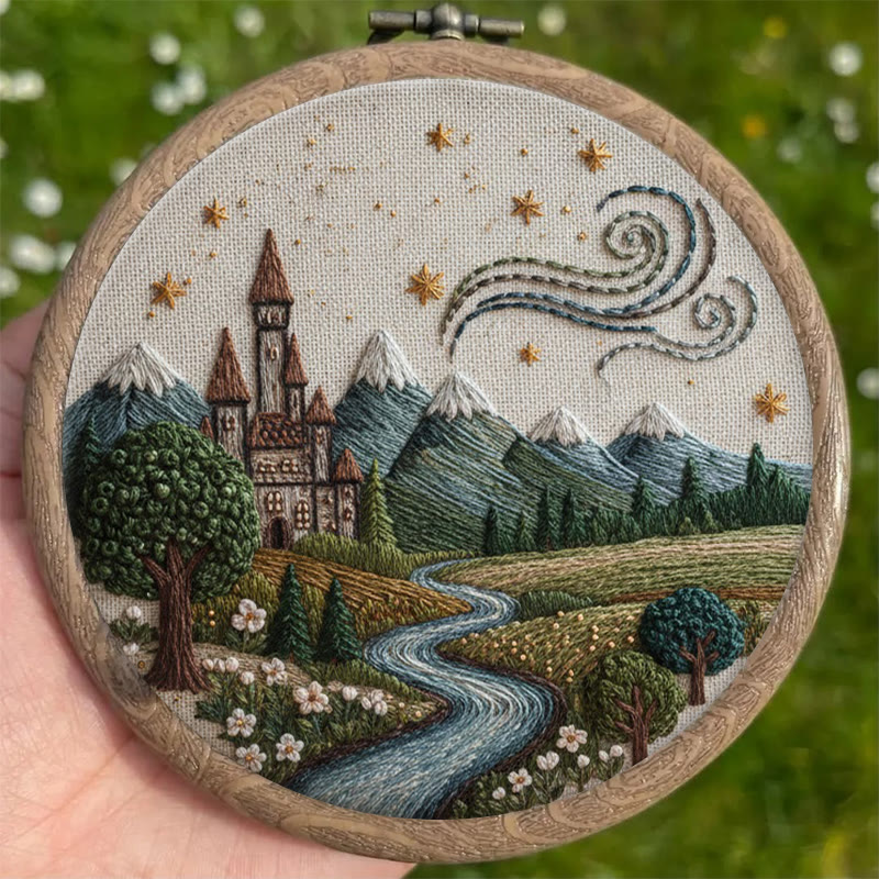 Rubbyoo Embroidery Kit - Starry Castle Stream | Idyllic Craft | Fairy-tale Accent - image 8