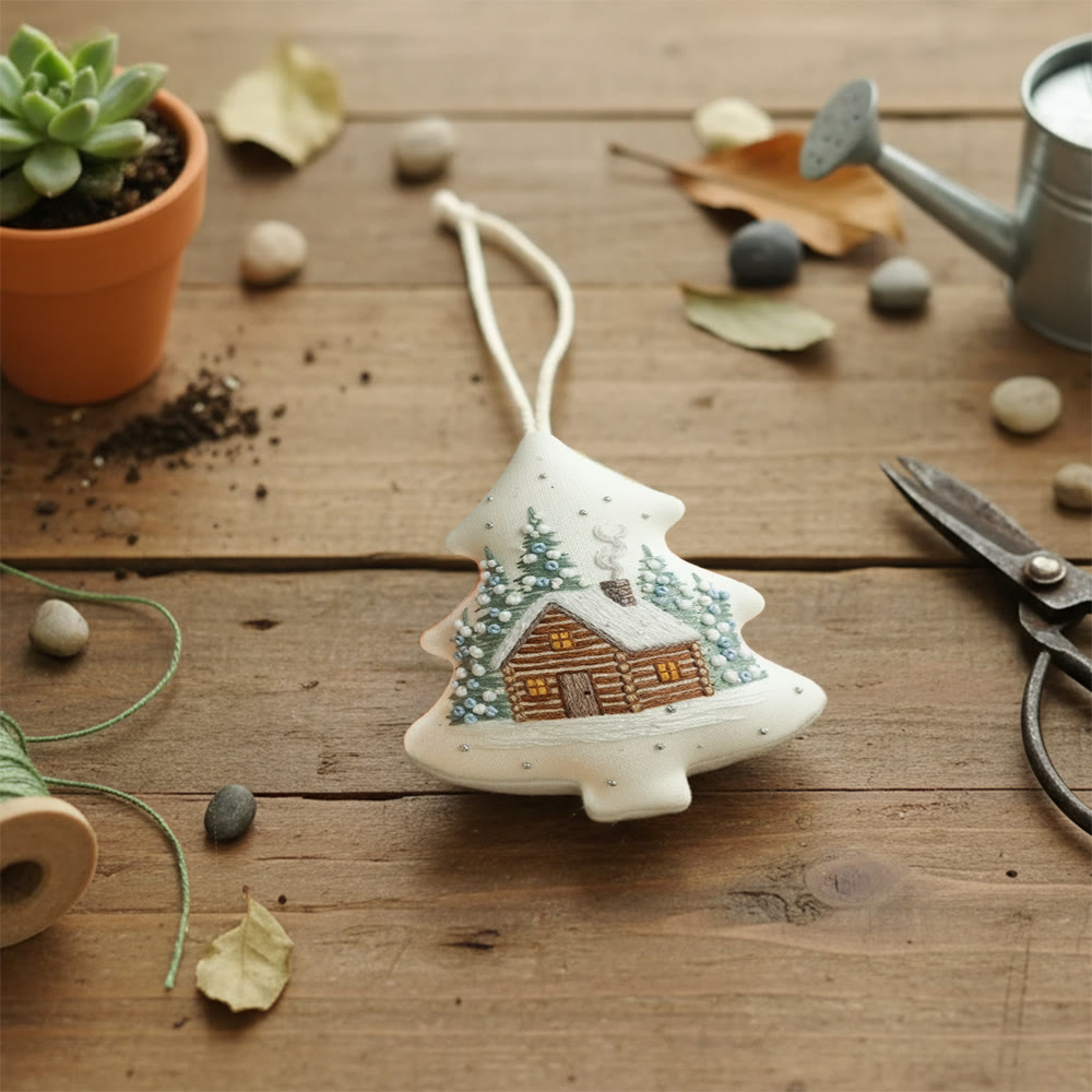 Rubbyoo Tree-shaped Embroidery Kit - Winter Cabin | Christmas Home Decoration | Creative Handmade Art - image 9
