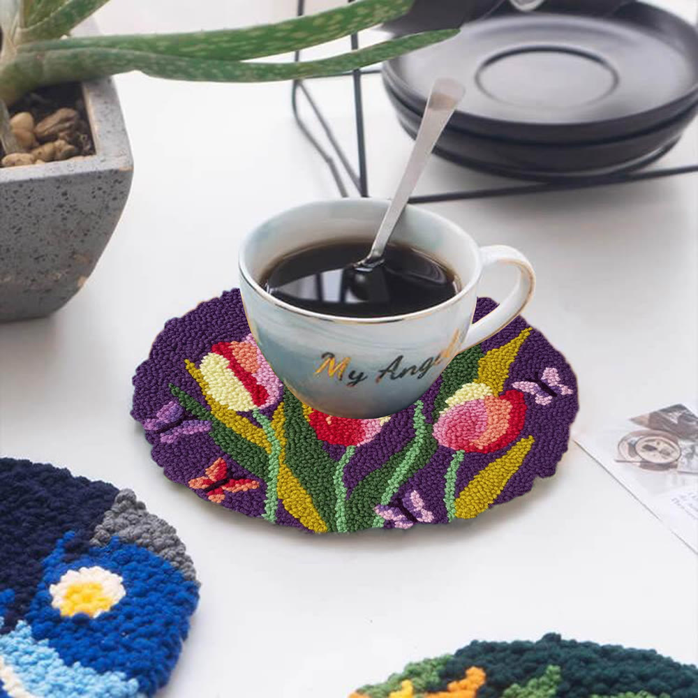 Butterflies And Tulips Punch Needle Kit - Unique Hoop Art | Nice Handmade Gift For Mom - image 10
