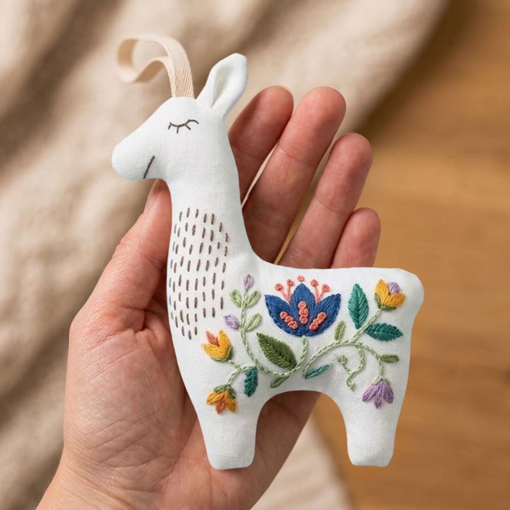 Rubbyoo Llama Embroidery Kit - Little Blooms | Handmade Adorable Gift | Diy Hanging Ornament - image 6