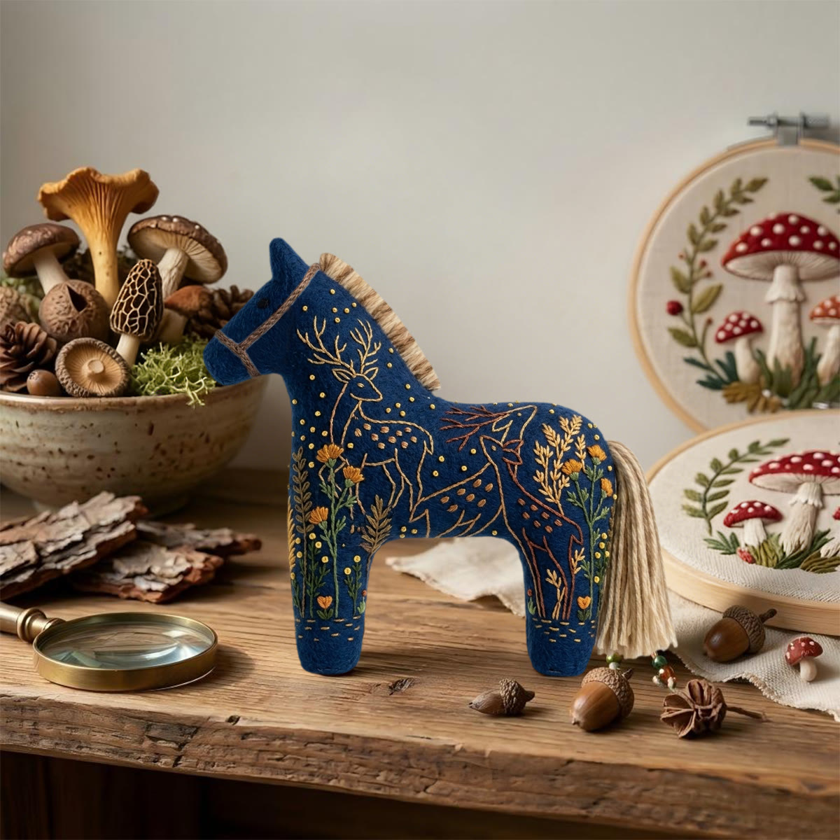 Rubbyoo Dala Horse Embroidery Kit - Golden Deer In Meadow | Unique Holiday Gift For Her | Whimsical And Elegant Bag Charm - image 4