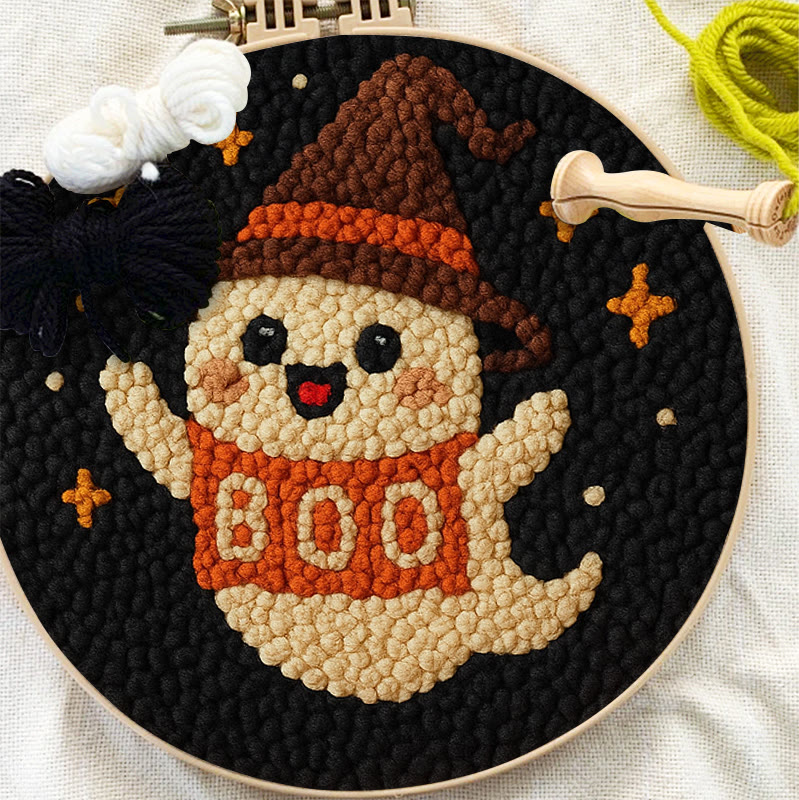 Happy Boo Punch Needle Kit - Cute Halloween Craft |  Beginner Stitching Pattern - image 8