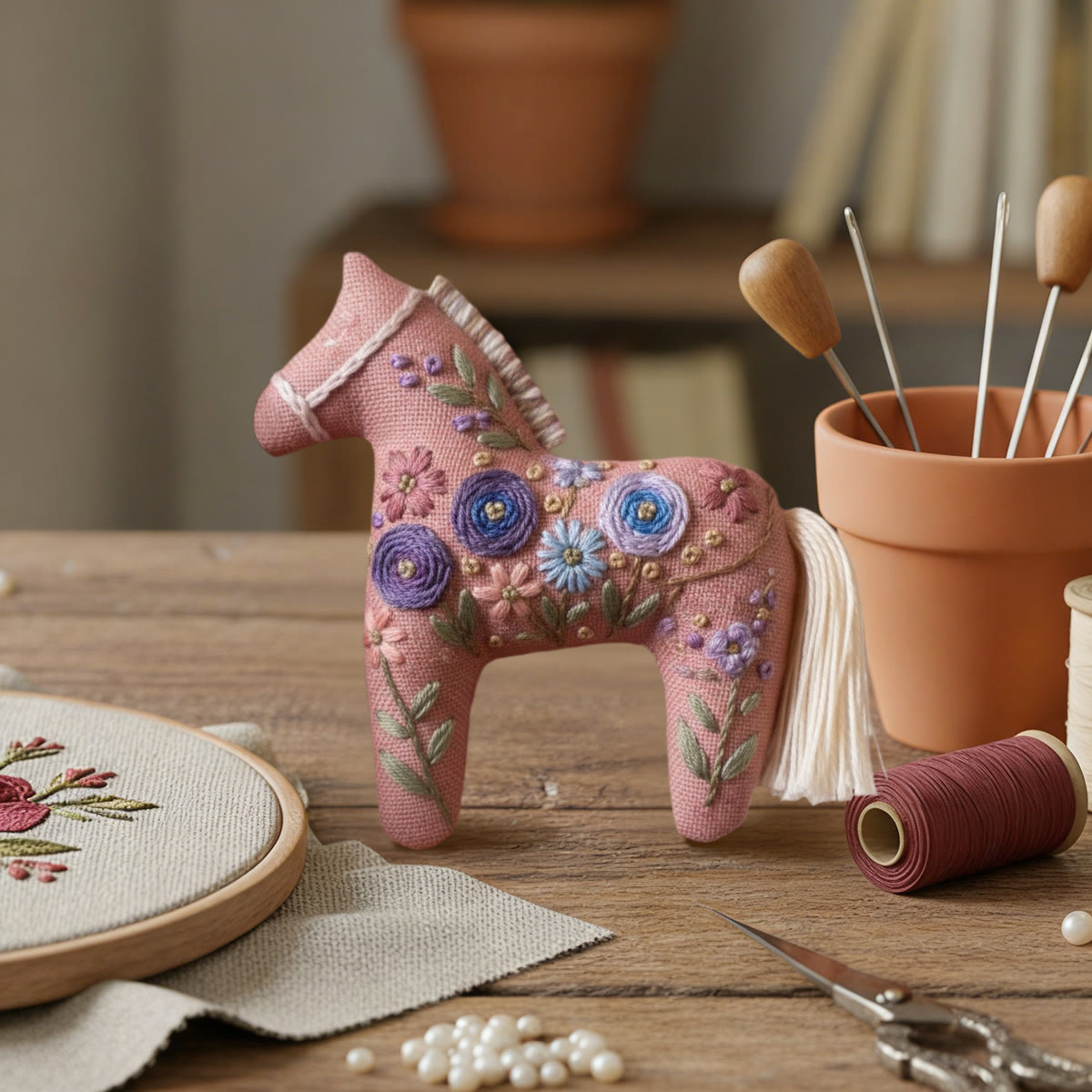 Rubbyoo Dala Horse Embroidery Kit - Purple Floral | Unique Floral Art | Charming Craft For Mom - image 5