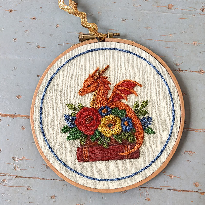 Rubbyoo Embroidery Kit - Charming Dragon |  Fantasy Floral Craft |  Beginner Friendly Needlepoint  - image 6