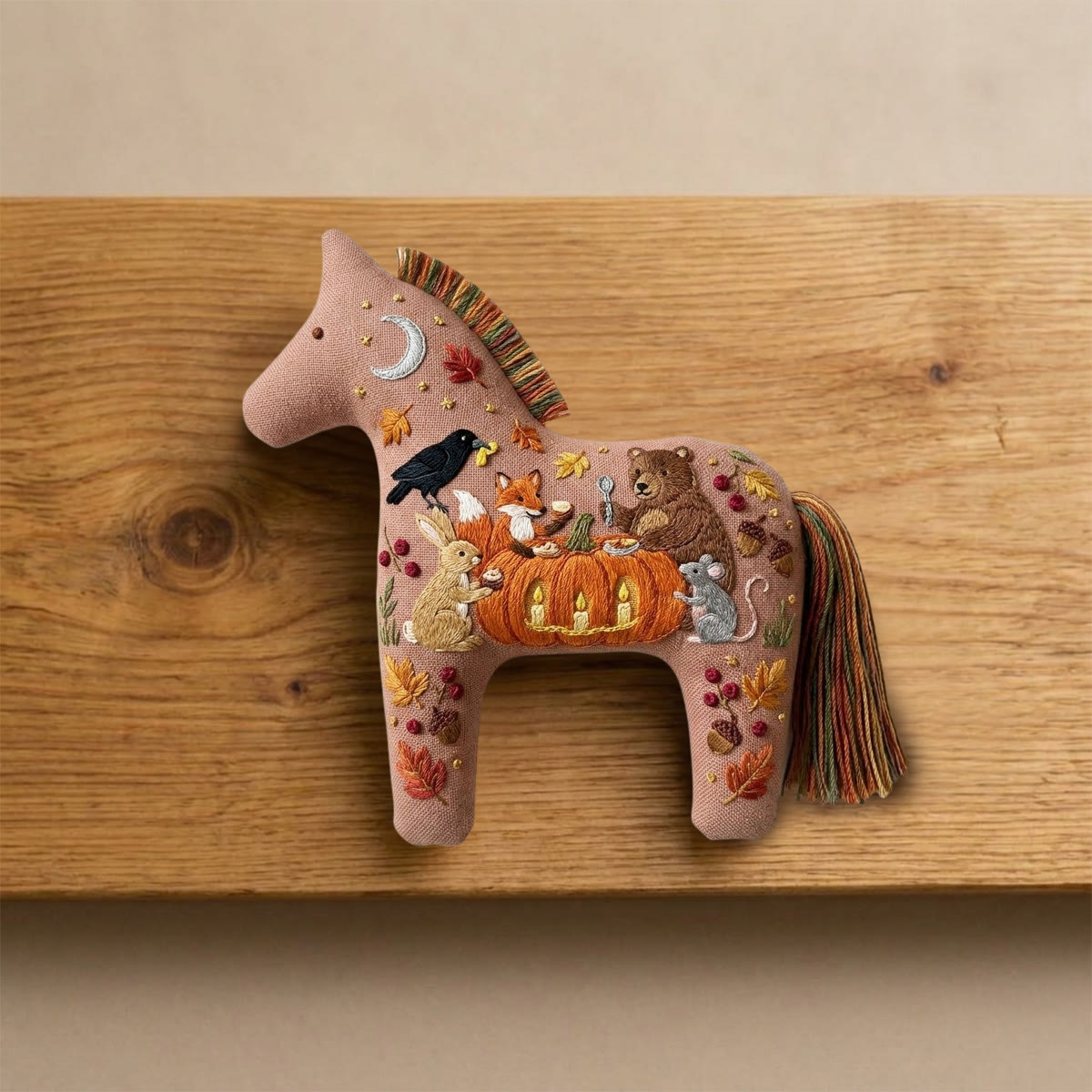 Rubbyoo Dala Horse Embroidery Kit - Halloween Animal Pumpkin Feast  | Ideal For Holiday Gifts | Unique Handmade Presents  - image 6
