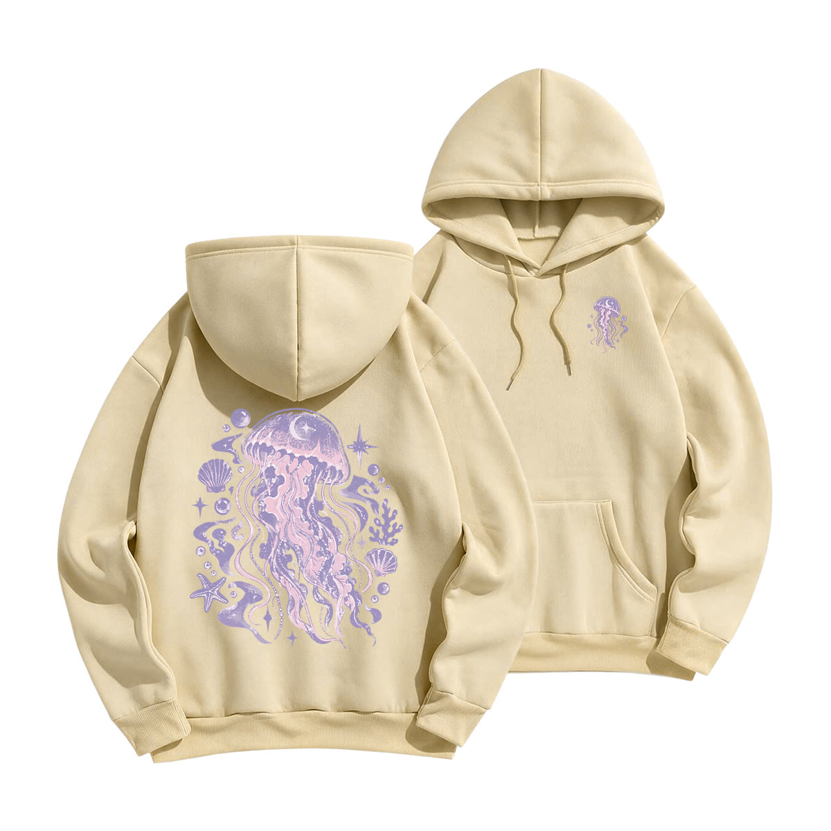 Rubbyoo Dreamy Purple Jellyfish Unisex Hoodie - Light Coffee - 2XL - image 16