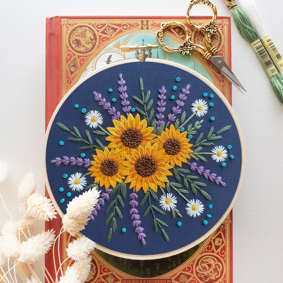 Rubbyoo Embroidery Kit - Sunflower And Lavender Bouquet | Beginner Safe Craft | Cheerful Home Accent - image 8