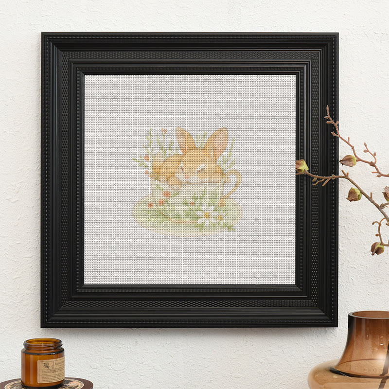  Cross Stitch Kit - Rabbit In Cup | Lovely Animal Stitch Work | Diy Handmade1 Craft  - image 10