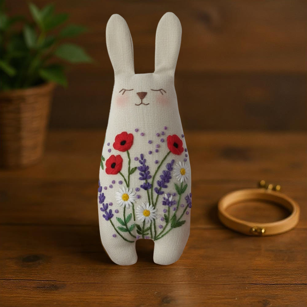 Rubbyoo Bunny Toy Embroidery Kit - Poppy And Lavender | Simple Handwork | Ideal Gift For Flower Lovers - image 3