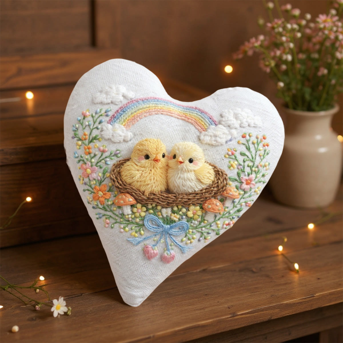 Rubbyoo Heart Embroidery Kit - Rainbow Nest Chicks Mushrooms | Refined Handcrafted Stitchwork | Premier Gifting Choice - image 7