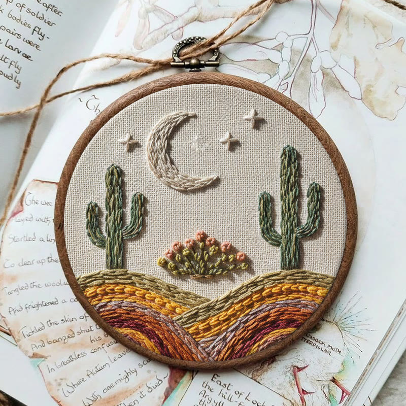 Rubbyoo Embroidery Kit - Night Cactus | Beginner-friendly Needle Art | Diy Home Decor - image 6