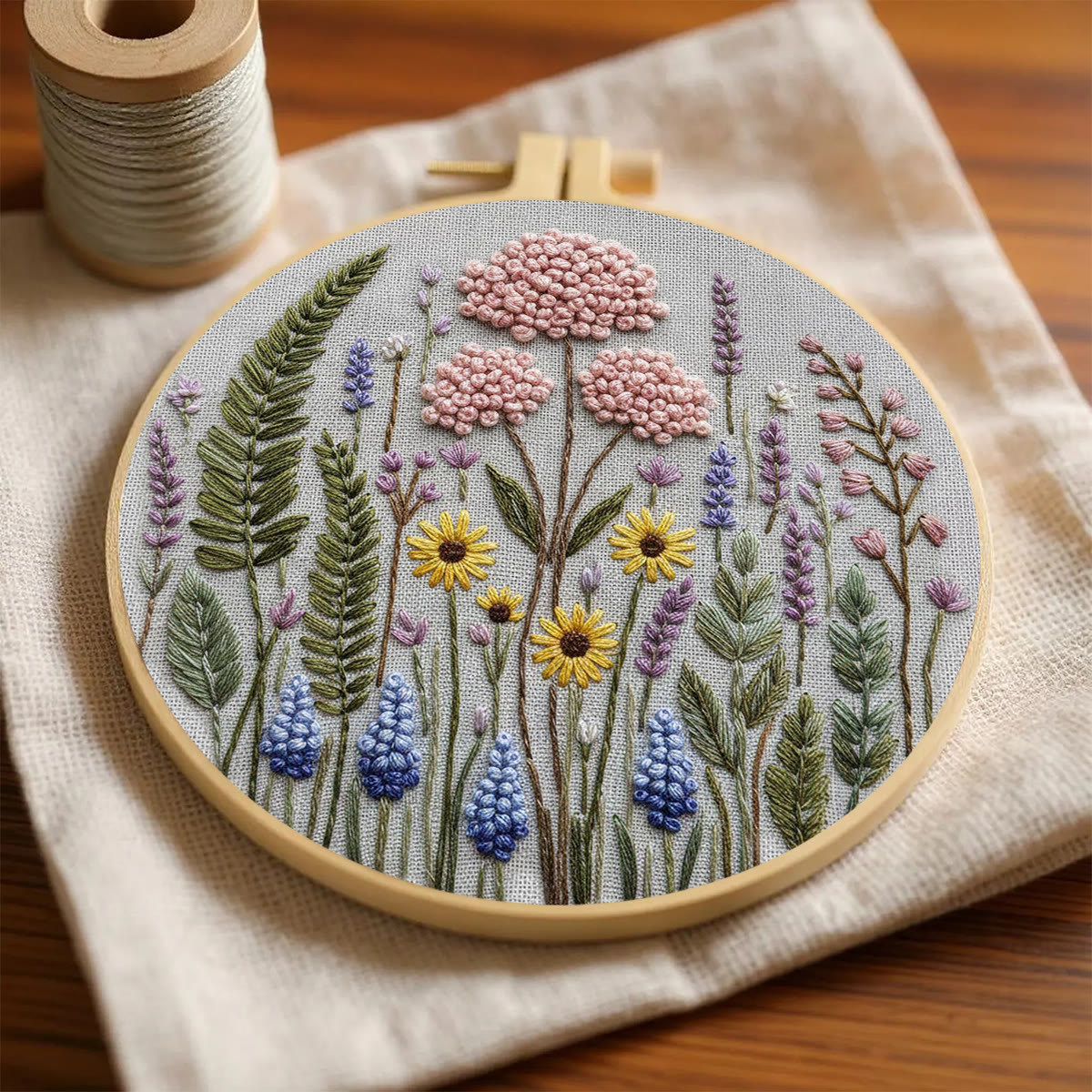 Rubbyoo Embroidery Kit - Lavender Wildflowers | Easy Starter Craft Gift | Diy Home Ornament - image 5