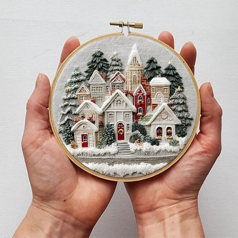 Rubbyoo Embroidery Kit - Snowy Christmas Townscape | Top Festive Gifting Option | Modern Embroidery - image 10