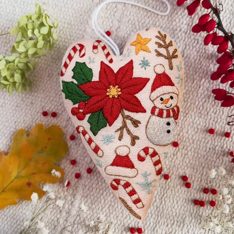 Rubbyoo Heart Embroidery Kit - Christmas Poinsettia | Christmas Handmade Craft | Diy Needle Artwork  - image 5