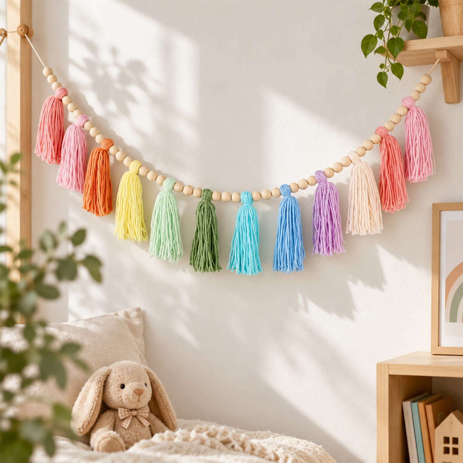 Rubbyoo Boho Colorful Wall Hanging - Playful Nursery Room Styling | Vibrant Nordic Interior Accent - 12 Beads - image 3