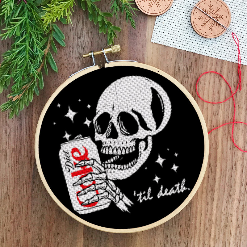  Cross Stitch Kit - Drinking Skeleton | Halloween Spooky Art | Diy Holiday Decoration  - image 10