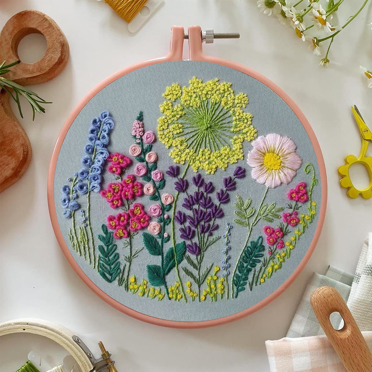 Rubbyoo Embroidery Kit - Wildflowers | Flower Embroidery Pattern| Diy Sewing Kit - image 5
