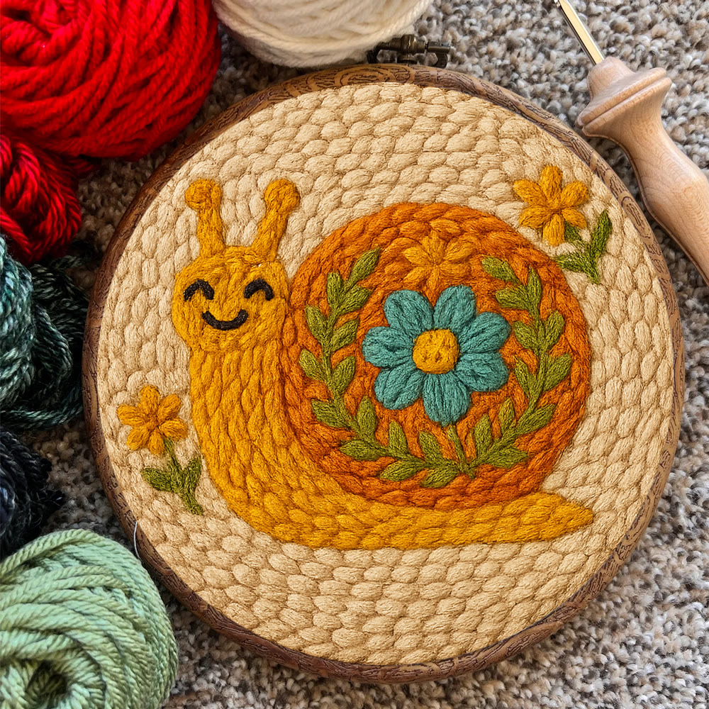 Smiling Snail Punch Needle Kit -  Diy Punch Needle Coaster | Cute Gift Ideas |  Easy Handmade Needlework - image 9