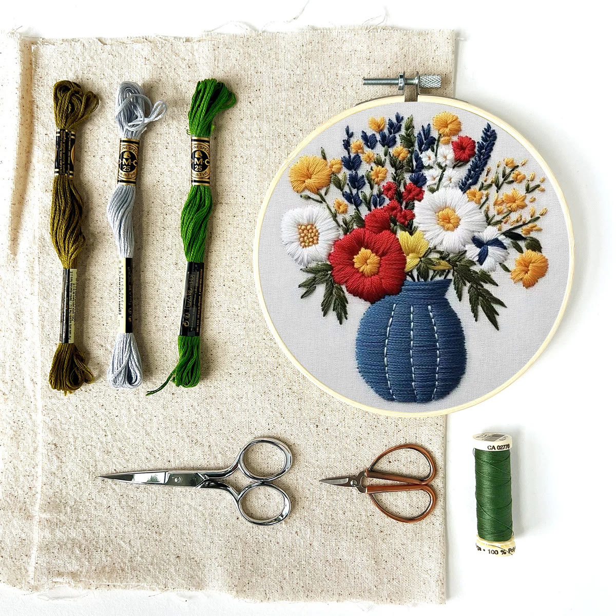 Rubbyoo Embroidery Kit - Bright Bouquet | Nice Desk Decor | Gift For Flower Lovers - image 12