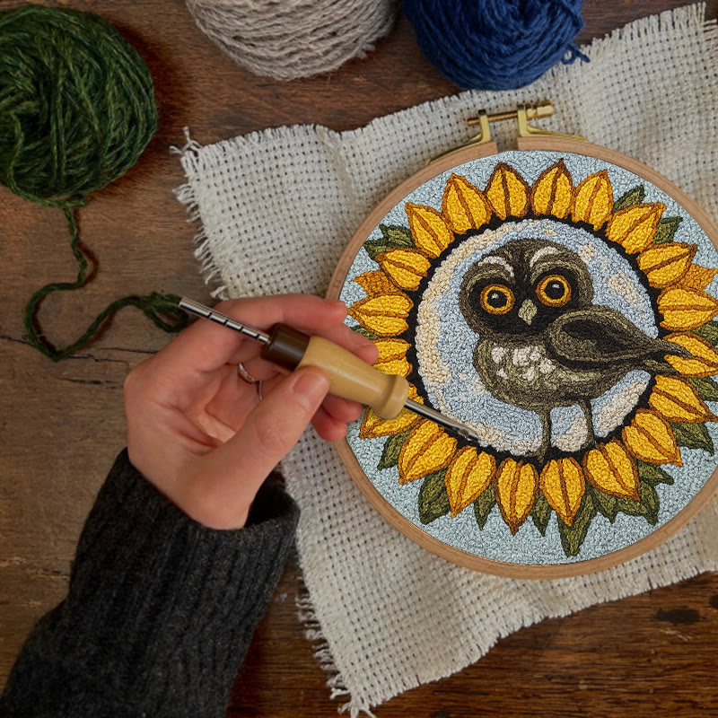  Sunflower Owl Punch Needle Kit - Floral Handmade Art | Creative Home Decor - image 7