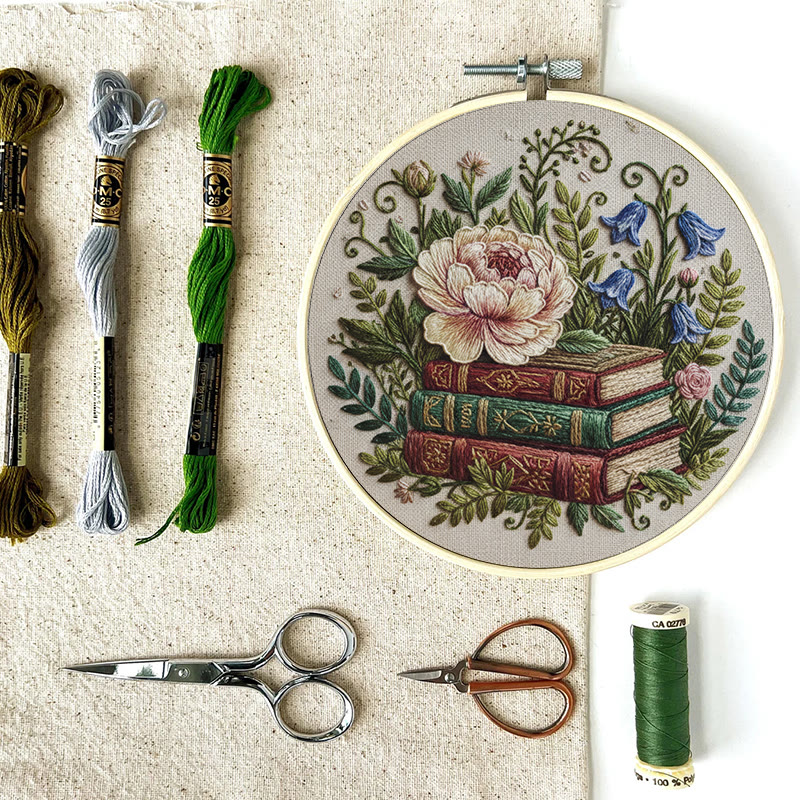 Rubbyoo Embroidery Kit - Blooming Flower With Book | Perfect Bookshelf Ornament | Nice Gifts For Her - image 12