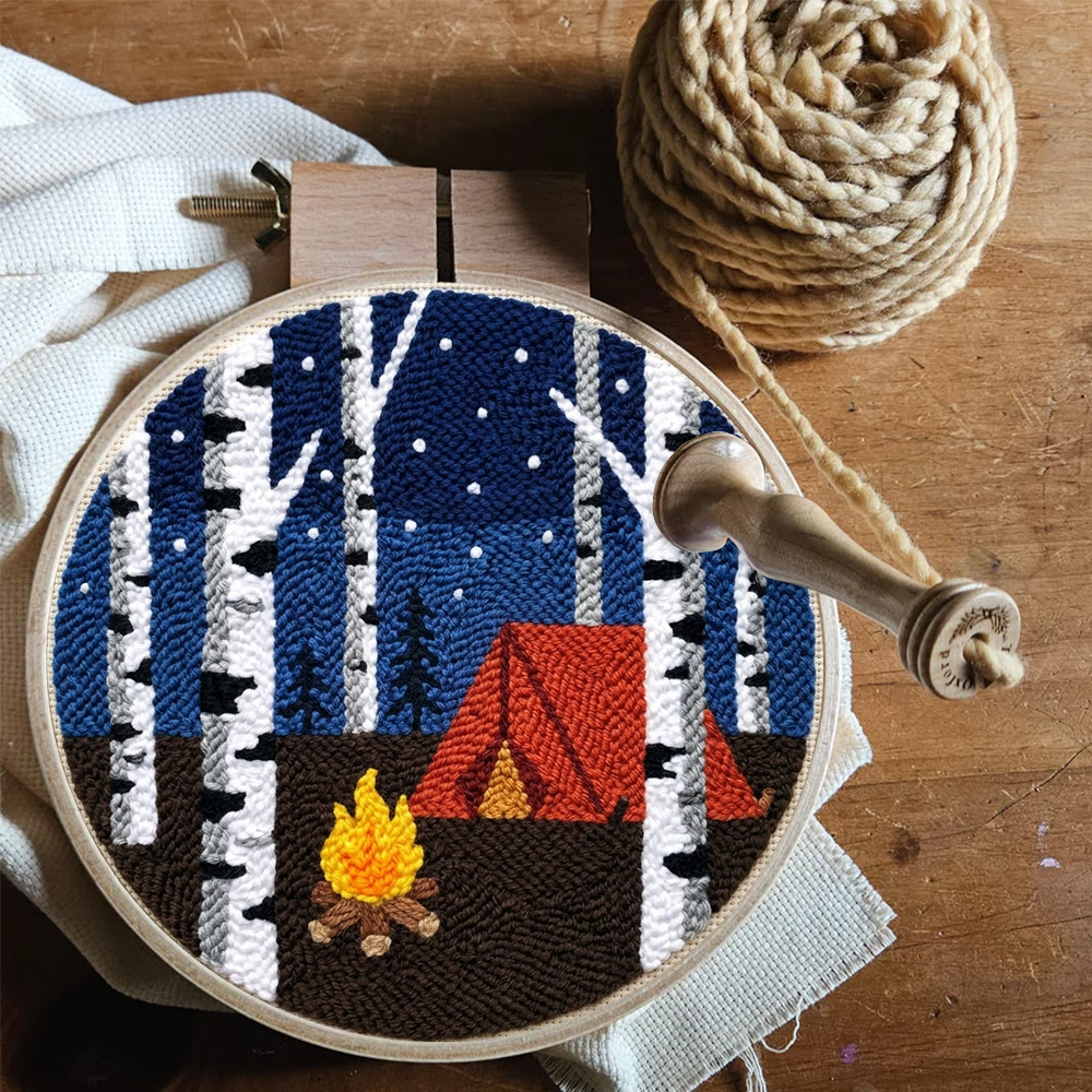Starry Night Campfire Punch Needle Kit - Handmade Textured Fiber Art | Cozy Room Atmosphere - image 10